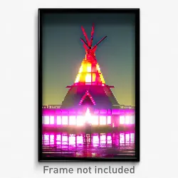 Pixel Art Poster - Musty Wigwam (8 Bit Psychedelic Trippy Video Game Print)