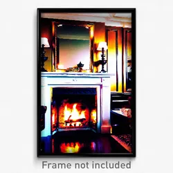 Pixel Art Poster - Glamorous Fireplace (8 Bit Psychedelic Video Game Print)
