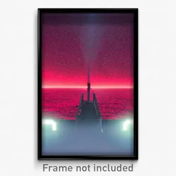 Pixel Art Poster - Red Ocean (8 Bit Psychedelic Trippy Weird Video Game Print)