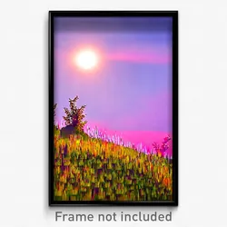 Pixel Art Poster - Flamboyant Grassland (8 Bit Psychedelic Video Game Print)