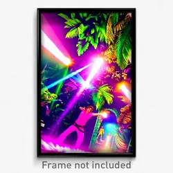 Pixel Art Poster - Flashy Jungle (8 Bit Psychedelic Trippy Video Game Print)