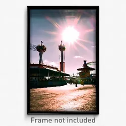 Pixel Art Poster - Sunny Fairground (8 Bit Psychedelic Trippy Video Game Print)