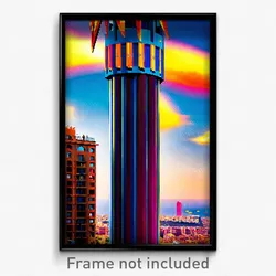 Pixel Art Poster - Upbeat Barcelona (8 Bit Psychedelic Trippy Video Game Print)