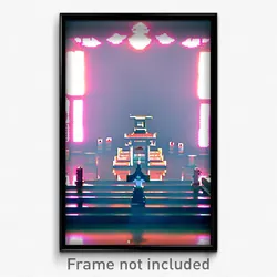 Pixel Art Poster - Reflecting Shrine (8 Bit Psychedelic Trippy Video Game Print)