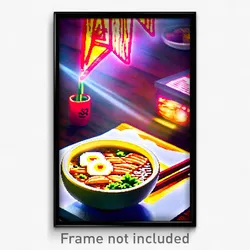 Pixel Art Poster - Adventurous Ramen (8 Bit Psychedelic Trippy Video Game Print)