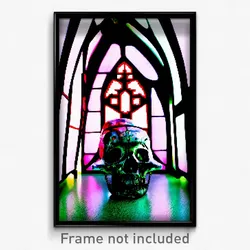 Pixel Art Poster - Vibrant Ossuary (8 Bit Psychedelic Trippy Video Game Print)