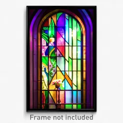 Pixel Art Poster - Zany Stained Glass (8 Bit Psychedelic Video Game Print)
