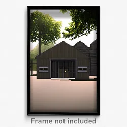 Pixel Art Poster - Square Outbuilding (8 Bit Psychedelic Video Game Print)