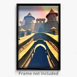 Pixel Art Poster - Curvy Fortifications (8 Bit Psychedelic Video Game Print)