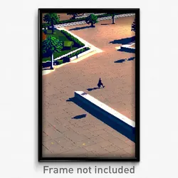 Pixel Art Poster - Realistic Plaza (8 Bit Psychedelic Trippy Video Game Print)