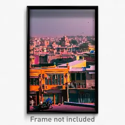Pixel Art Poster - Simplistic Indian City (8 Bit Psychedelic Video Game Print)