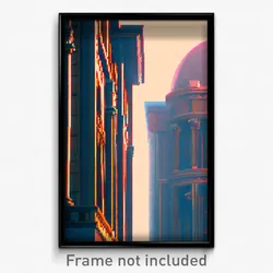 Pixel Art Poster - Modest Architecture (8 Bit Psychedelic Video Game Print)