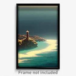Pixel Art Poster - Complicated Seascape (8 Bit Psychedelic Video Game Print)