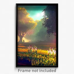 Pixel Art Poster - Mysterious Meadow (8 Bit Psychedelic Trippy Video Game Print)