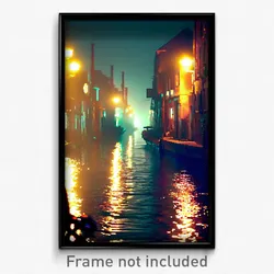 Pixel Art Poster - Dim Canal (8 Bit Psychedelic Trippy Weird Video Game Print)