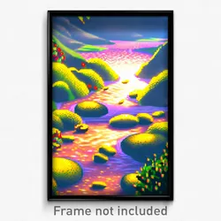 Pixel Art Poster - Fruity River (8 Bit Psychedelic Trippy Video Game Print)