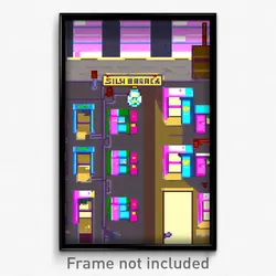 Pixel Art Poster - Silly Barracks (8 Bit Psychedelic Trippy Video Game Print)