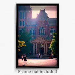 Pixel Art Poster - Wonderful University (8 Bit Psychedelic Video Game Print)