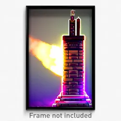 Pixel Art Poster - Cute Chimney (8 Bit Psychedelic Trippy Video Game Print)
