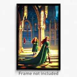 Pixel Art Poster - Lovely Abbey (8 Bit Psychedelic Trippy Video Game Print)