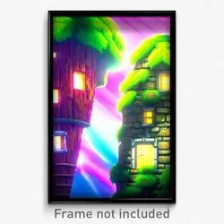 Pixel Art Poster - Anime Like Shire (8 Bit Psychedelic Trippy Video Game Print)