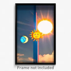Pixel Art Poster - Standard Sun And Moon (8 Bit Psychedelic Video Game Print)