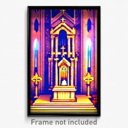 Pixel Art Poster - Stained Tabernacle (8 Bit Psychedelic Video Game Print)