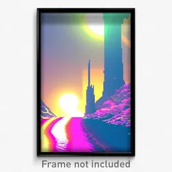 Pixel Art Poster - Glitchy Isthmus (8 Bit Psychedelic Trippy Video Game Print)