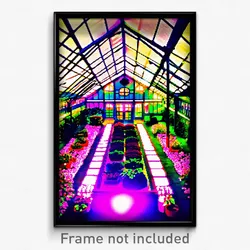 Pixel Art Poster - Elaborate Greenhouse (8 Bit Psychedelic Video Game Print)
