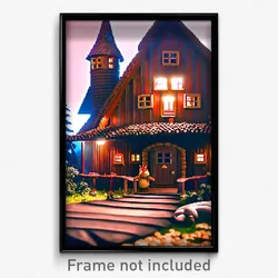 Pixel Art Poster - Nutty House (8 Bit Psychedelic Trippy Weird Video Game Print)
