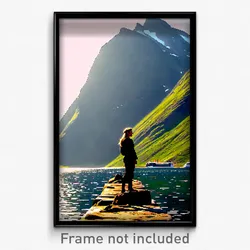 Pixel Art Poster - Attractive Fjord (8 Bit Psychedelic Trippy Video Game Print)