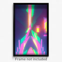 Pixel Art Poster - Glitchy Manse (8 Bit Psychedelic Trippy Video Game Print)
