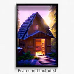 Pixel Art Poster - Wooden Hideaway (8 Bit Psychedelic Trippy Video Game Print)