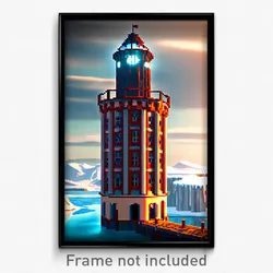 Pixel Art Poster - Arctic Tower (8 Bit Psychedelic Trippy Video Game Print)