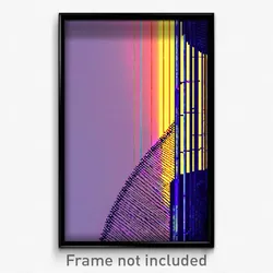 Pixel Art Poster - Wire Frame Glitchy Coast (8 Bit Psychedelic Video Game Print)