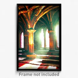 Pixel Art Poster - Stained Monastery (8 Bit Psychedelic Trippy Video Game Print)