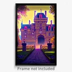 Pixel Art Poster - Giant Chateau (8 Bit Psychedelic Trippy Video Game Print)