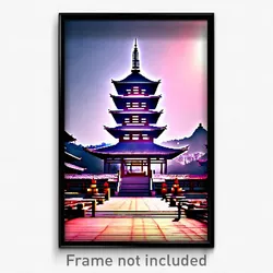 Pixel Art Poster - Fantastic Pagoda (8 Bit Psychedelic Trippy Video Game Print)
