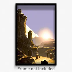 Pixel Art Poster - Hard To Find Stronghold (8 Bit Psychedelic Video Game Print)