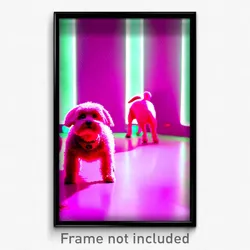 Pixel Art Poster - Pink Dog (8 Bit Psychedelic Trippy Weird Video Game Print)