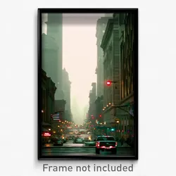 Pixel Art Poster - Dreary American City (8 Bit Psychedelic Video Game Print)