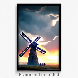 Pixel Art Poster - Thunderous Windmill (8 Bit Psychedelic Video Game Print)