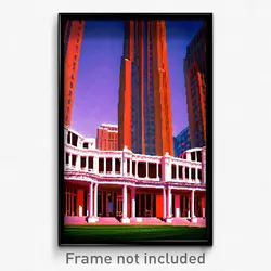Pixel Art Poster - Glamorous American Architecture (8 Bit Video Game Print)