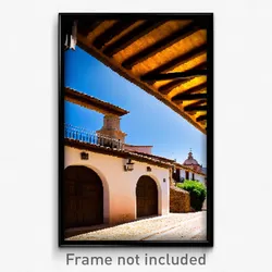 Pixel Art Poster - Rural Spanish Architecture (8 Bit Video Game Print)