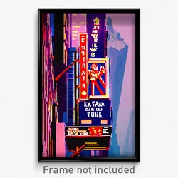 Pixel Art Poster - Extra Small New York (8 Bit Psychedelic Video Game Print)