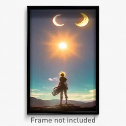 Pixel Art Poster - Fabulous Sun And Moon (8 Bit Psychedelic Video Game Print)