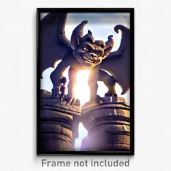 Pixel Art Poster - Large Gargoyle (8 Bit Psychedelic Trippy Video Game Print)