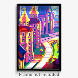Pixel Art Poster - Magnificent Cartoon Architecture (8 Bit Video Game Print)