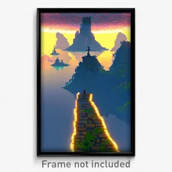 Pixel Art Poster - Insane Isle (8 Bit Psychedelic Trippy Weird Video Game Print)