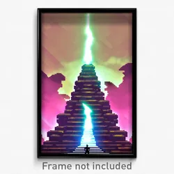 Pixel Art Poster - Thunderous Ziggurat (8 Bit Psychedelic Video Game Print)